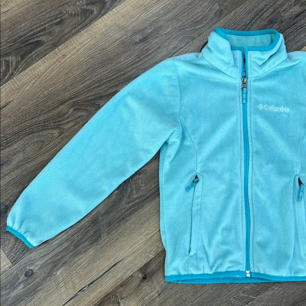 Columbia Light Blue/Turquoise Zip Fleece Jacket Girls XS 6/6X